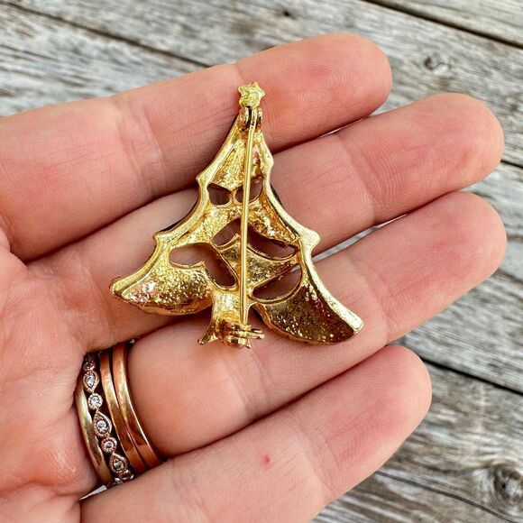 Vintage Jewelry Christmas Tree Brooch Pin Sparkling Christmas Tree - Picture 3 of 3